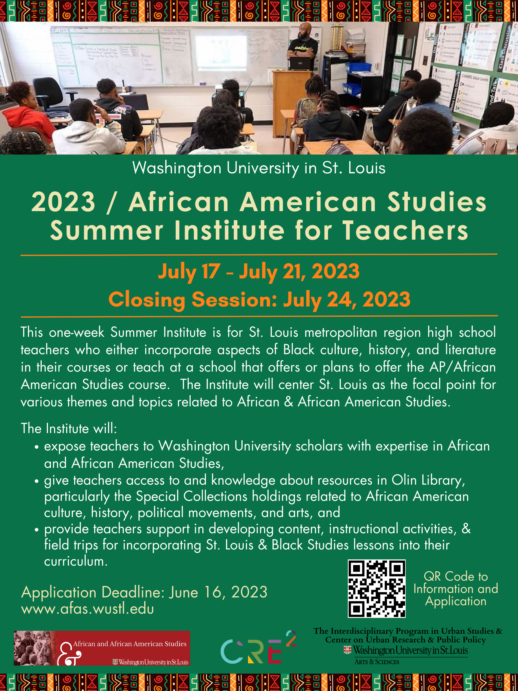 2023 African American Studies Summer Institute for High School Teachers